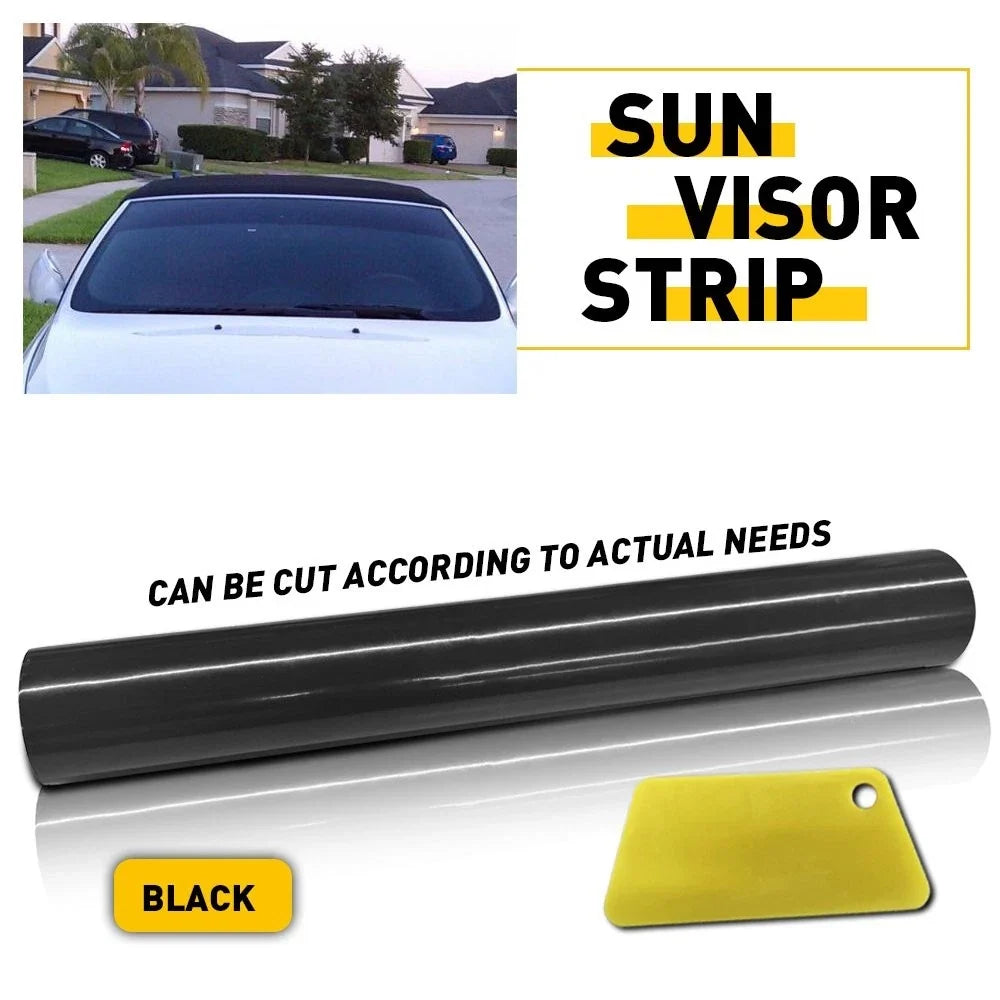 Vinyl Decal Windshield Banner Black Sun Strip 10"x60" - Universal