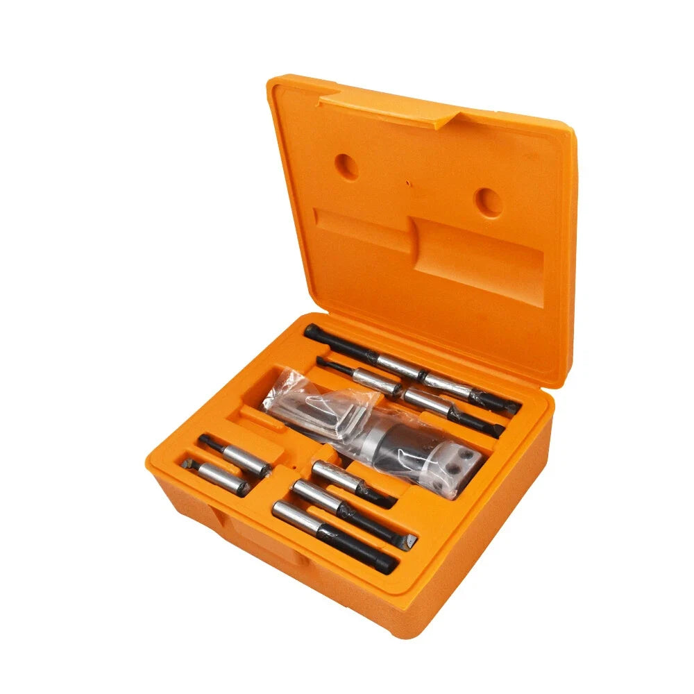 9 Pcs 1/2" Carbide Boring Bar Set with 2" Boring Head R8 Shank