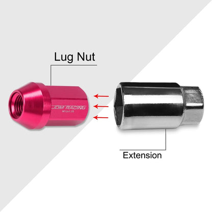 20Pc M12X1.25 Pink JDM Closed End Acorn Hex Wheel Lug Nuts + Extension 25mmx35mm