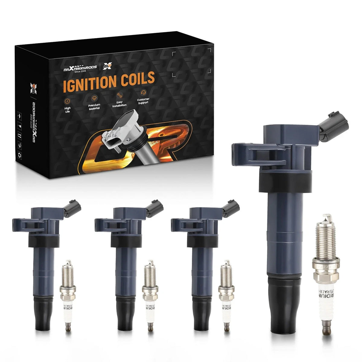 Set of 4 Ignition Coils & Spark Plugs for Hyundai Santa Fe Sonata 2.4L (2009–2012) UF611