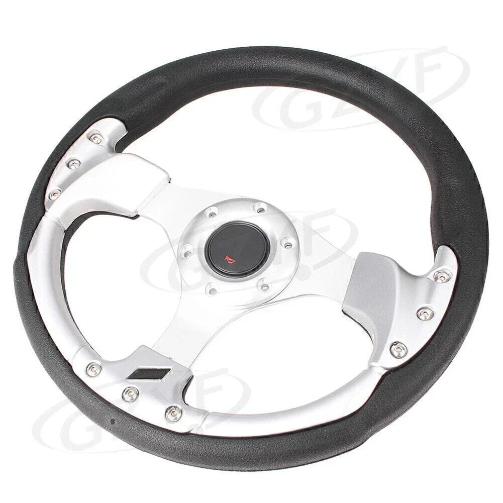 Racing Steering Wheel 13" with Horn Button in Leather PVC for Universal Fit