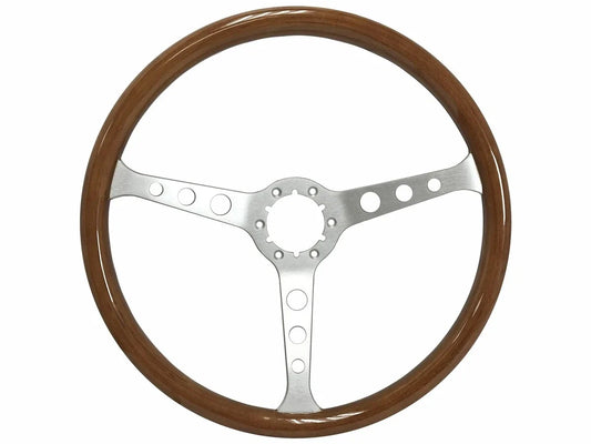 3-Spoke Walnut Wood Steering Wheel Replacement for Universal 15 inch (–)