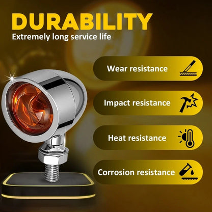 Motorcycle Bullet Turn Signals (10mm Thread, Amber Color)
