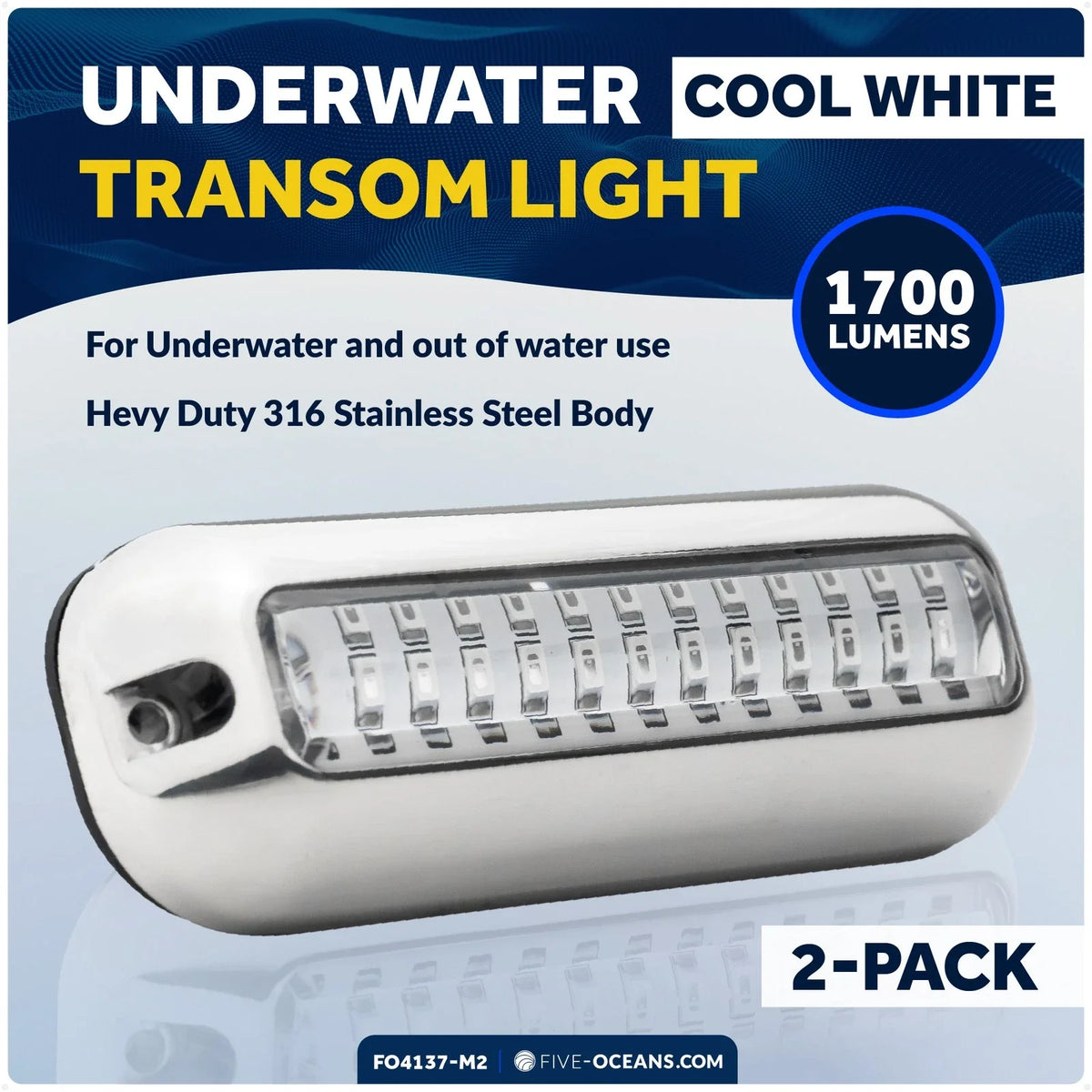 2X Cool White LED Underwater Lights for Boat (12V)