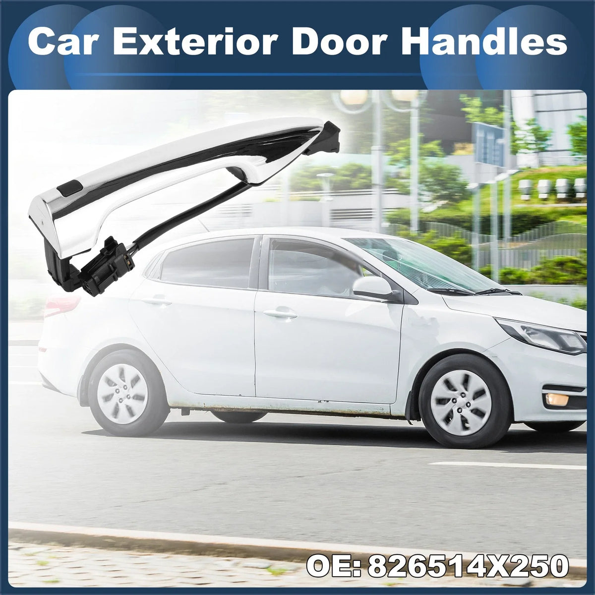 Front Left Door Handle for Kia K2 (2011–2016) - Silver Tone