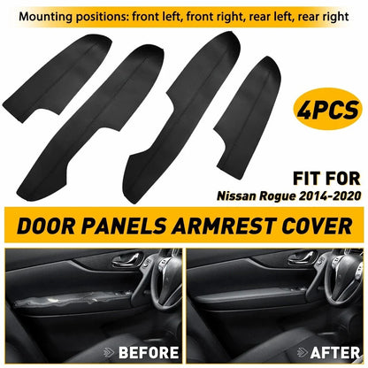 Set of 4 Leather Covers for Armrests, Nissan Rogue Interior Panels (2014-2020)
