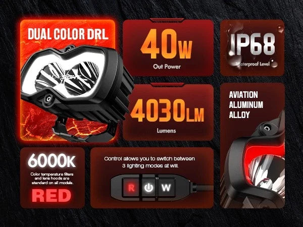LED Pod Work Lights 4.5" for Jeep SUV (Set of 2)