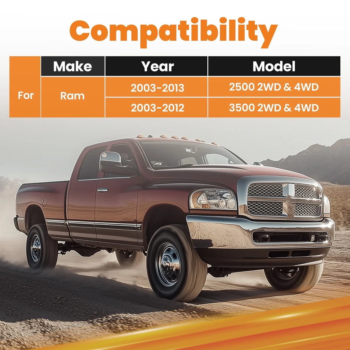 0-3 Inch Lift Adjustable Front Track Bar for Ram 2500 3500 (03-12)
