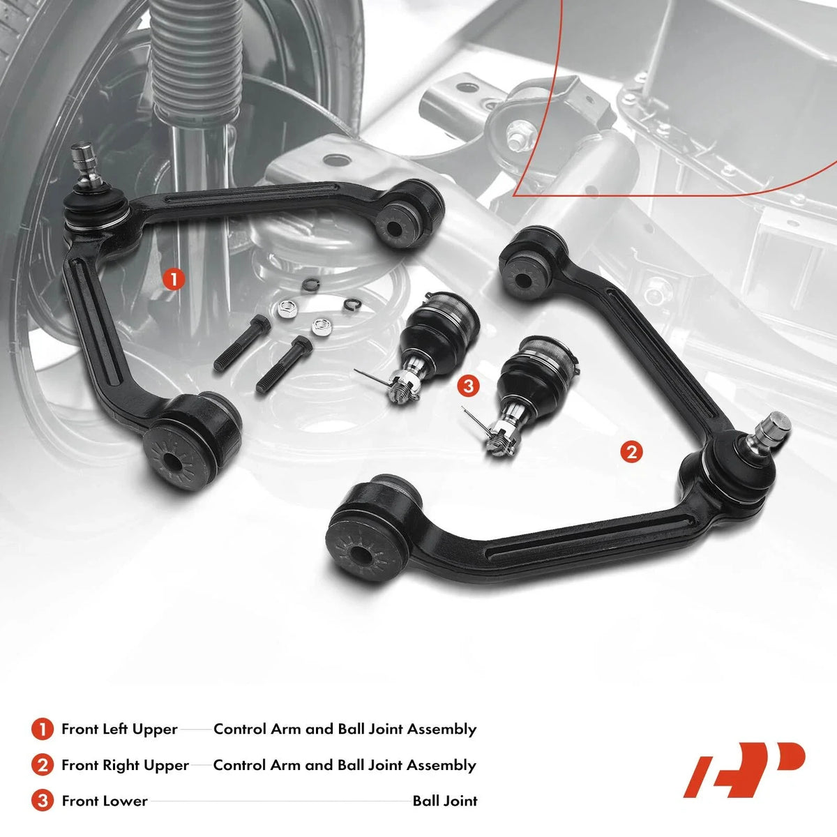 4-Pack Front Ball Joints for Control Arms - Ford Ranger 1998 to 2011