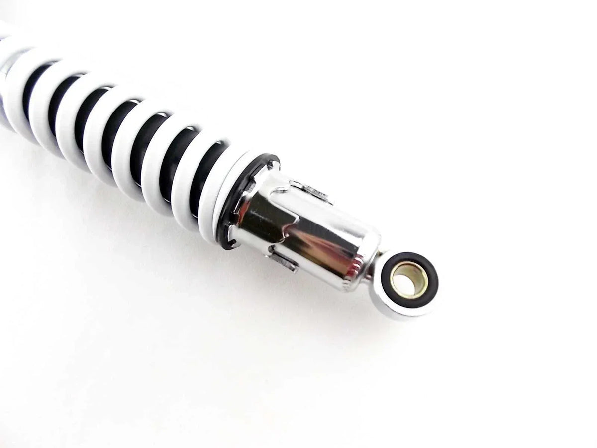 White/Chrome 400mm Rear Shock Absorbers Compatible with Suzuki RM400