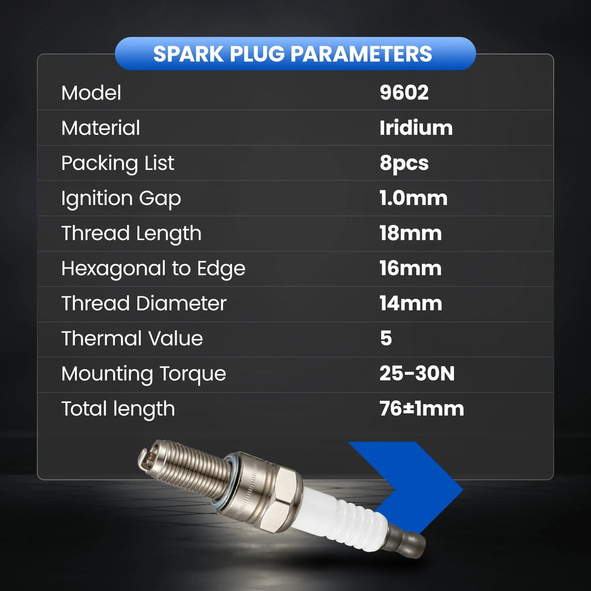 Set of 8 Iridium Spark Plugs for Chevy Suburban 1500/2500/3500 HD 1999-2006