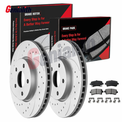 Rear Brake Pads with Drilled Rotors for Chevy Impala Malibu 2000-2023