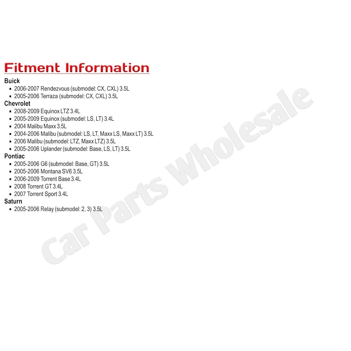 Spark Plug Wires Set of 6 for Equinox Torrent Rendezvous