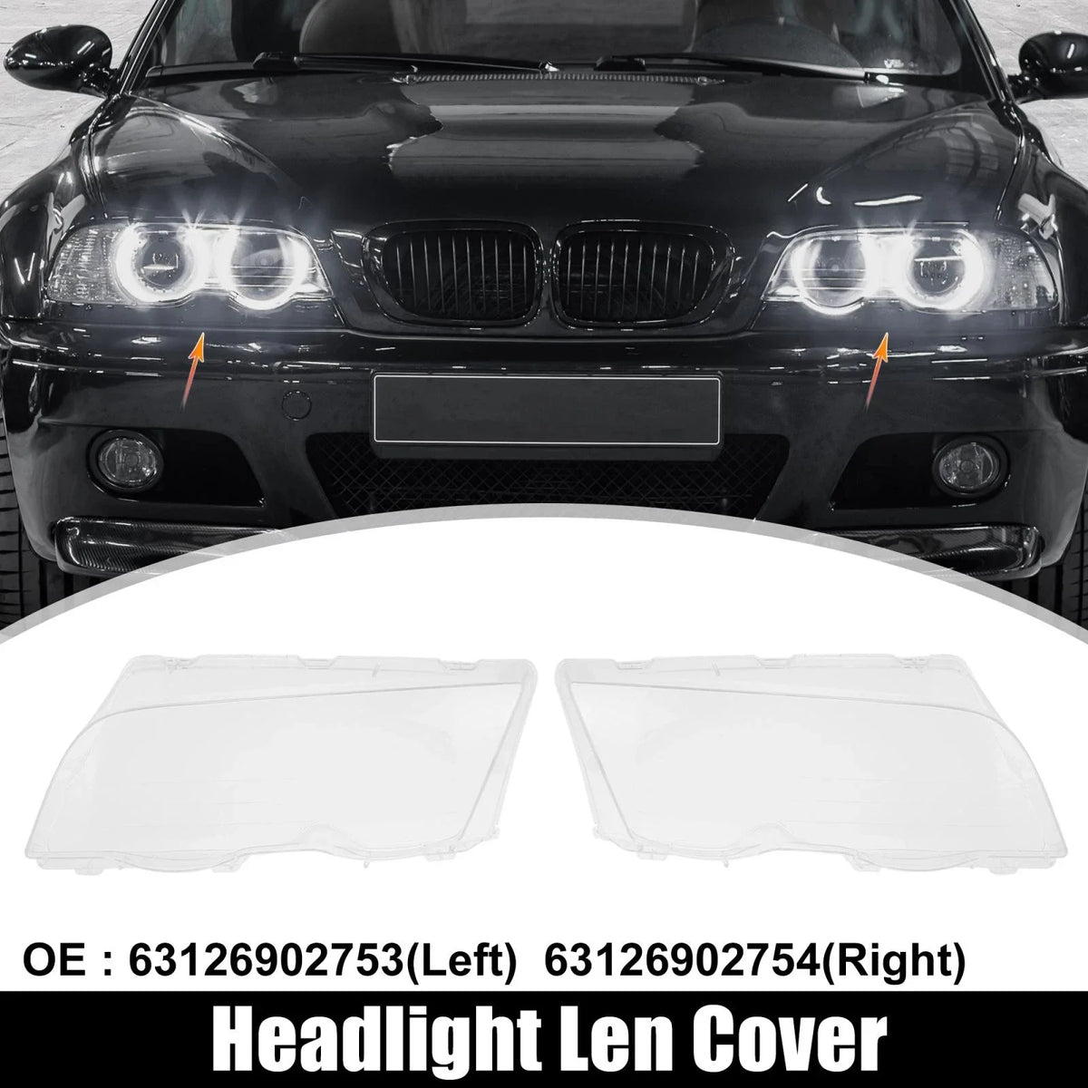 1 Pair Headlight Lens Cover for BMW E46 (1998–2001) 3126902753