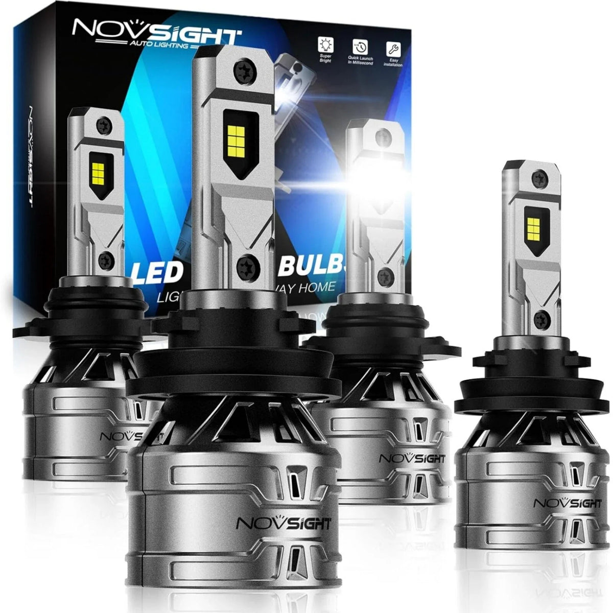 2X NOVSIGHT 9005 H11 HB3 LED Headlight Bulbs for