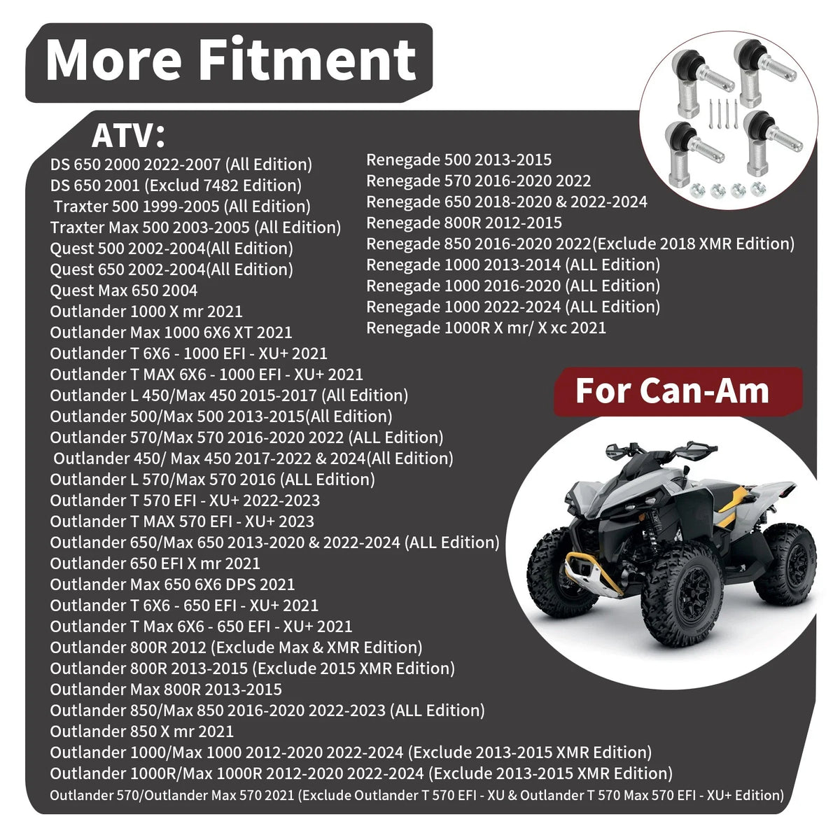 Tie Rod Ends (2) for 2012-2015 Can Am Outlander 800R Models