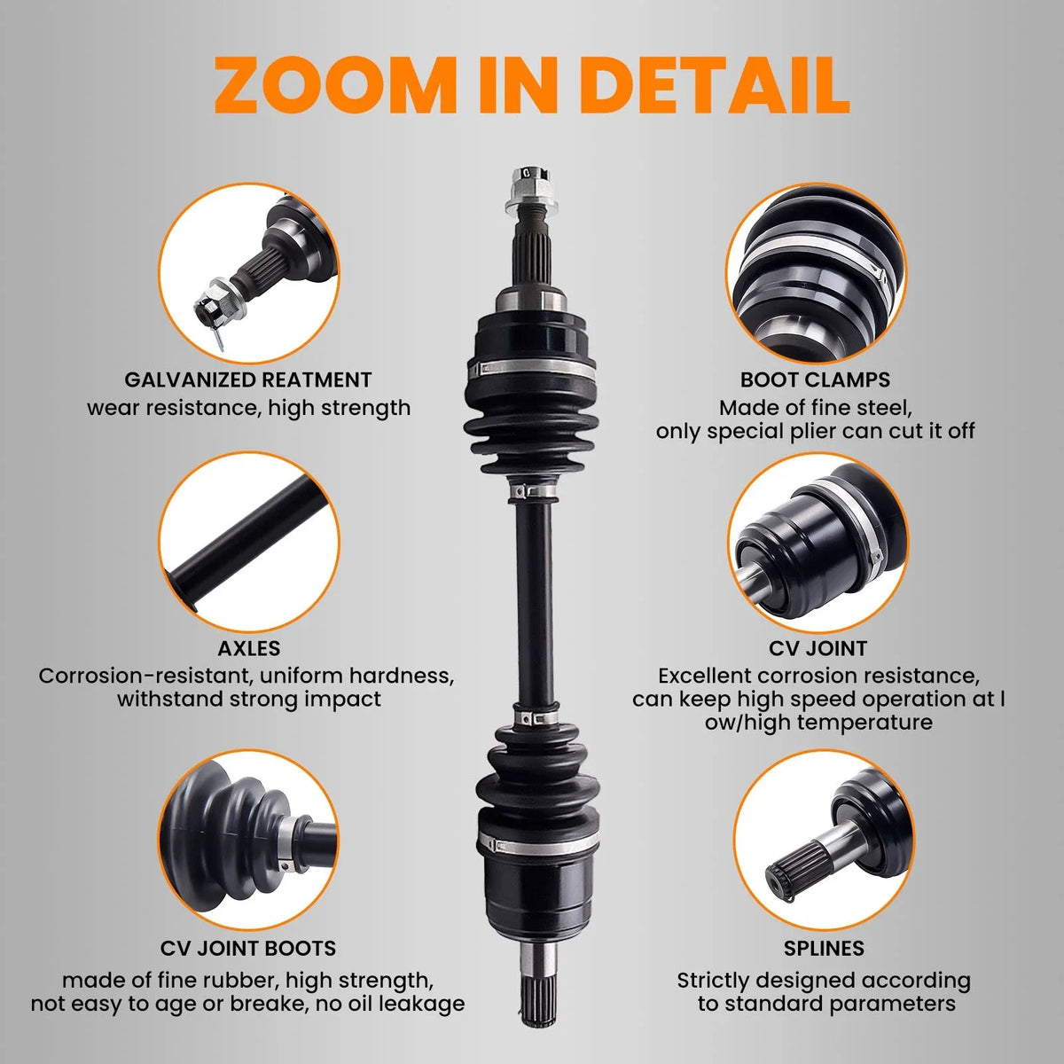 Pair of Front CV Axles for 2000-2005 Honda Rancher 350 TRX350 4x4