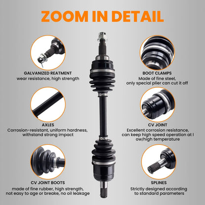 Pair of Front CV Axles for 2000-2005 Honda Rancher 350 TRX350 4x4