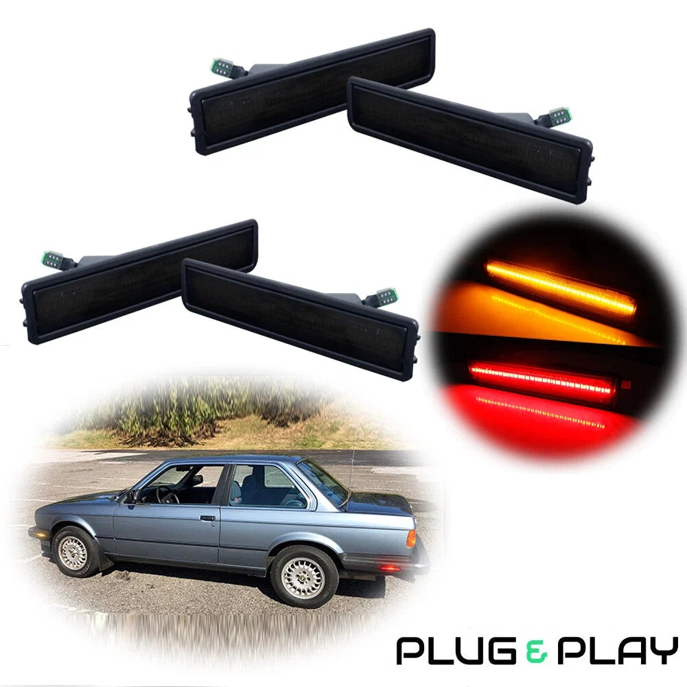 Set of 4 Smoked LED Side Marker Parking Lights for BMW E30 E34