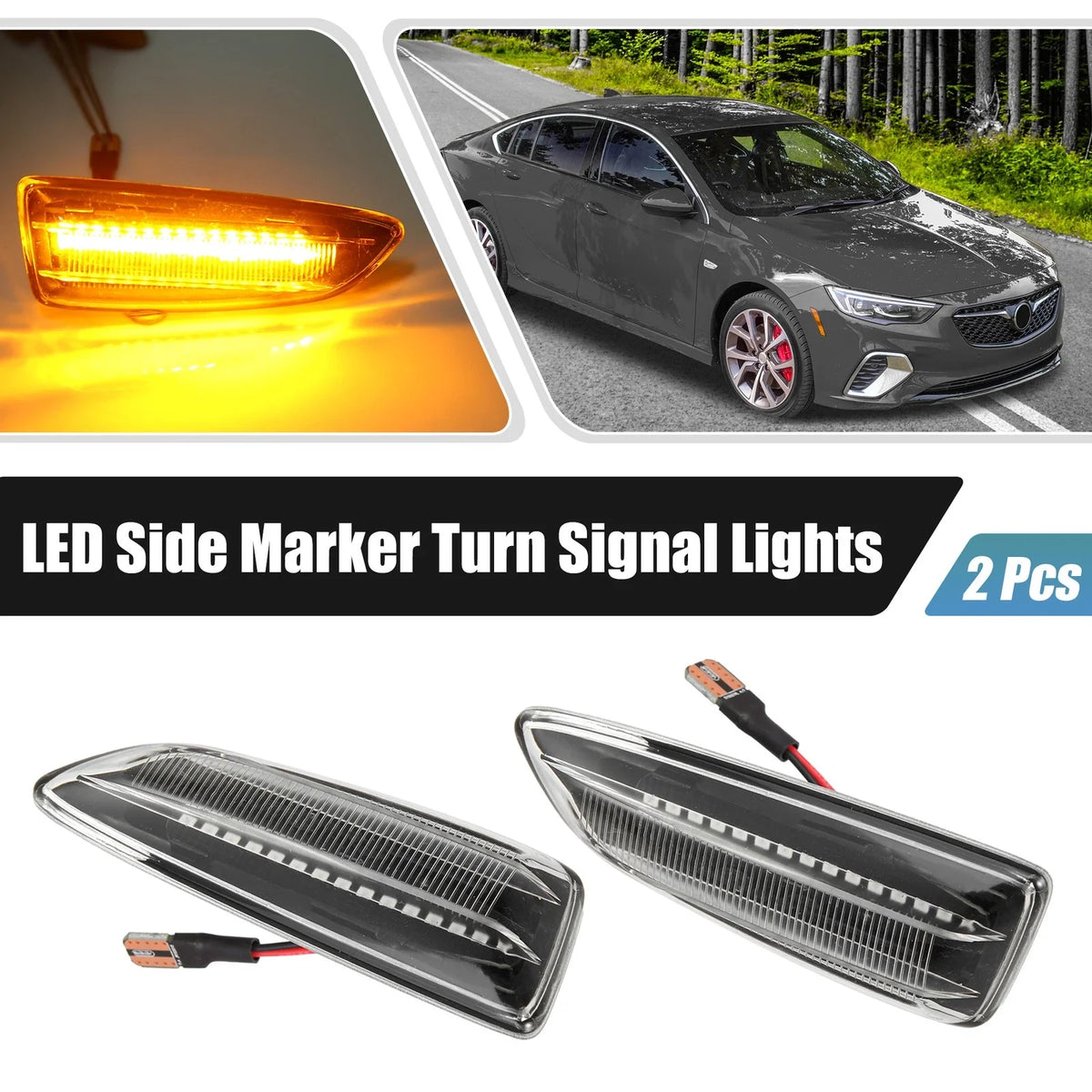 2X LED Side Marker Turn Signal Lights Yellow 13491088 for Opel