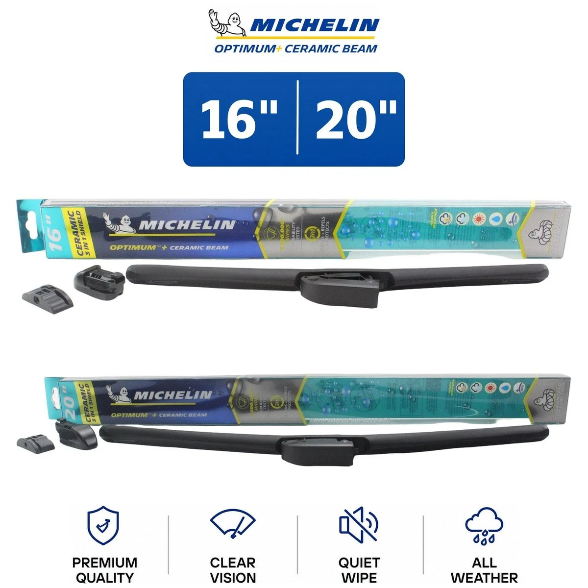 Ceramic Beam Wiper Blades Set of 2 - Michelin 16"/20
