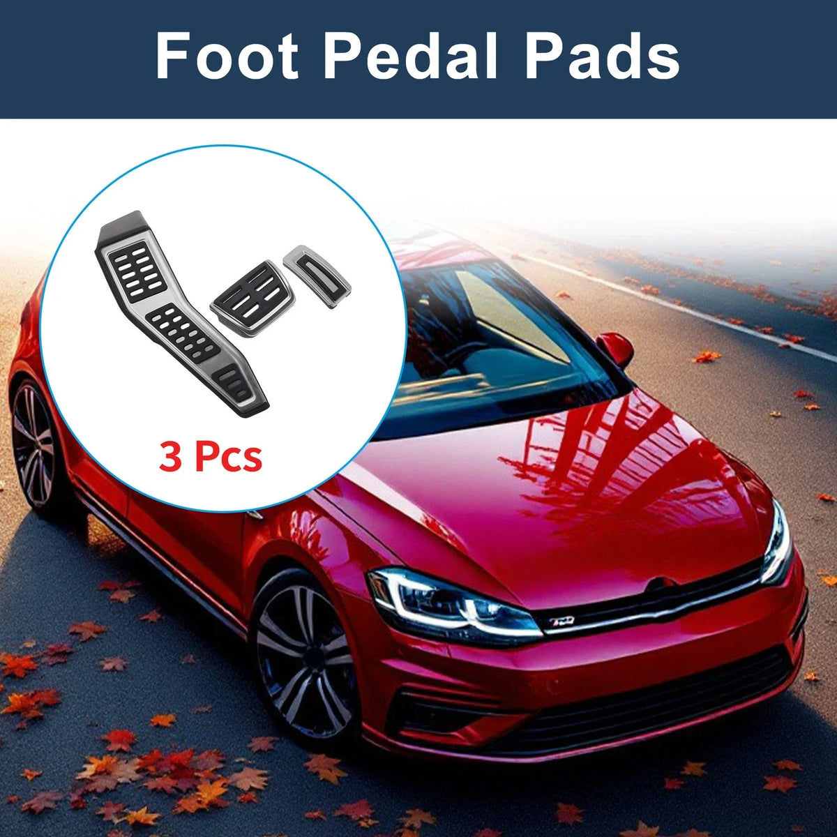 3X Automatic Foot Accelerator Pedal Covers for Volkswagen Golf 7 (2013–2019)