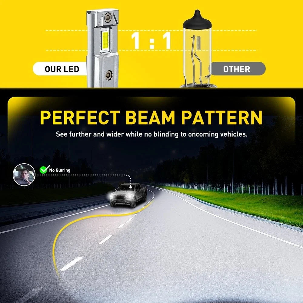 LED Headlight Bulbs Set of 4 9005 H11 6500K White 60000LM for Universal