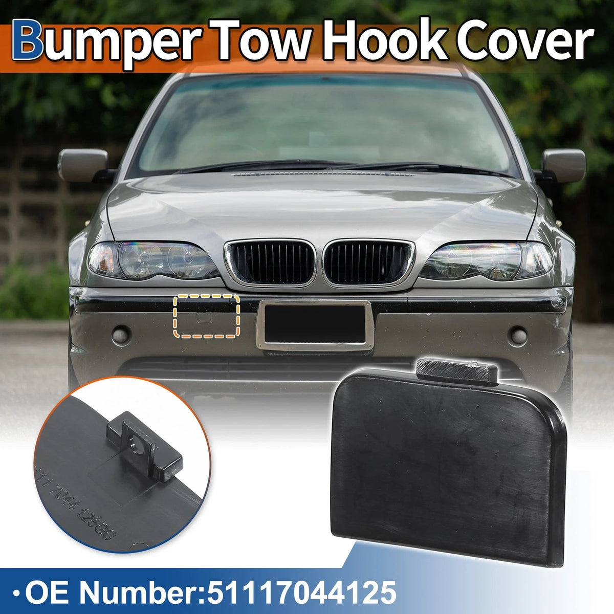 Tow Hook Cover for BMW 3 E46 (2001–2005) No. 51117044125 Unpainted