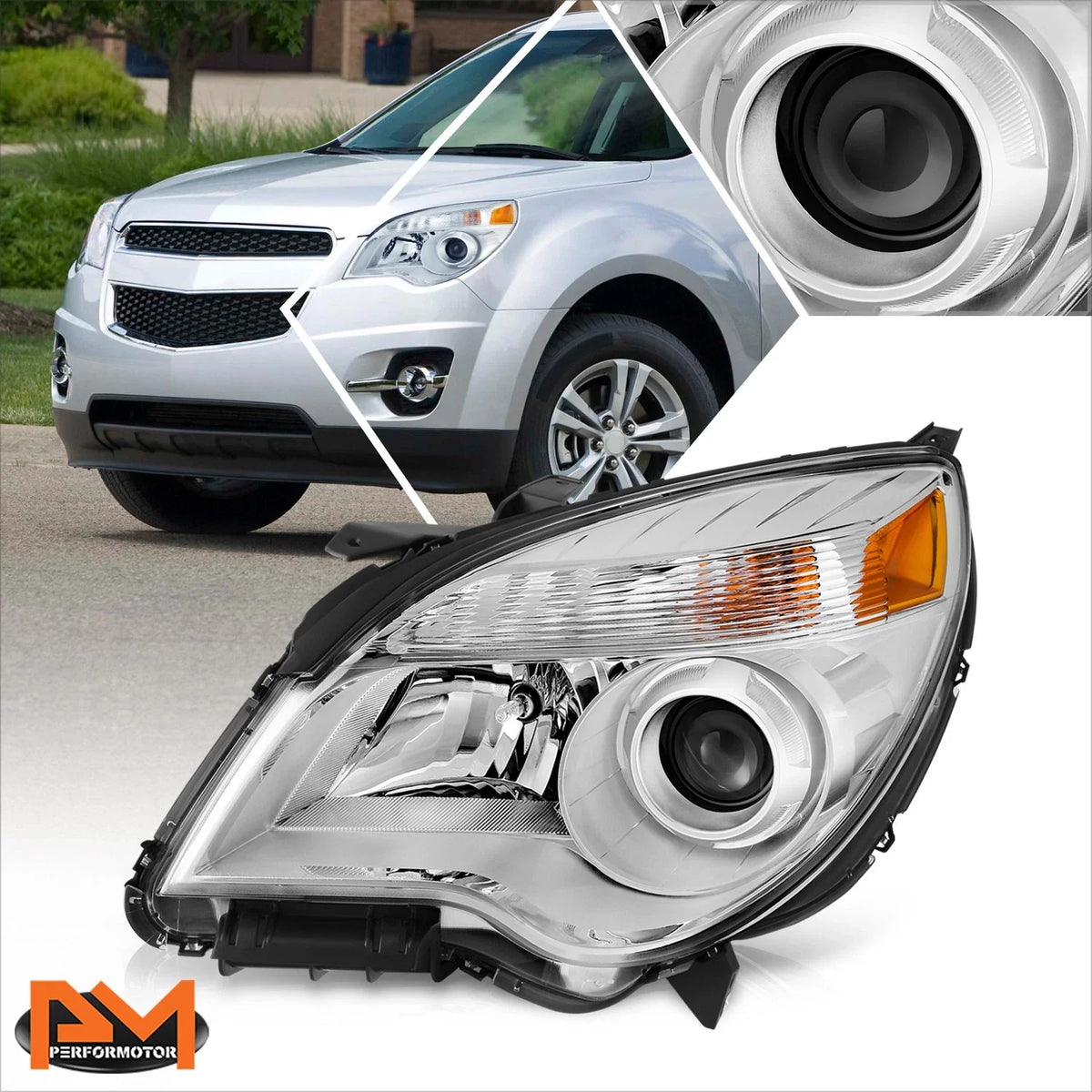 Left Chrome/Amber Projector Headlight for Chevy Equinox LTZ 2010-2015