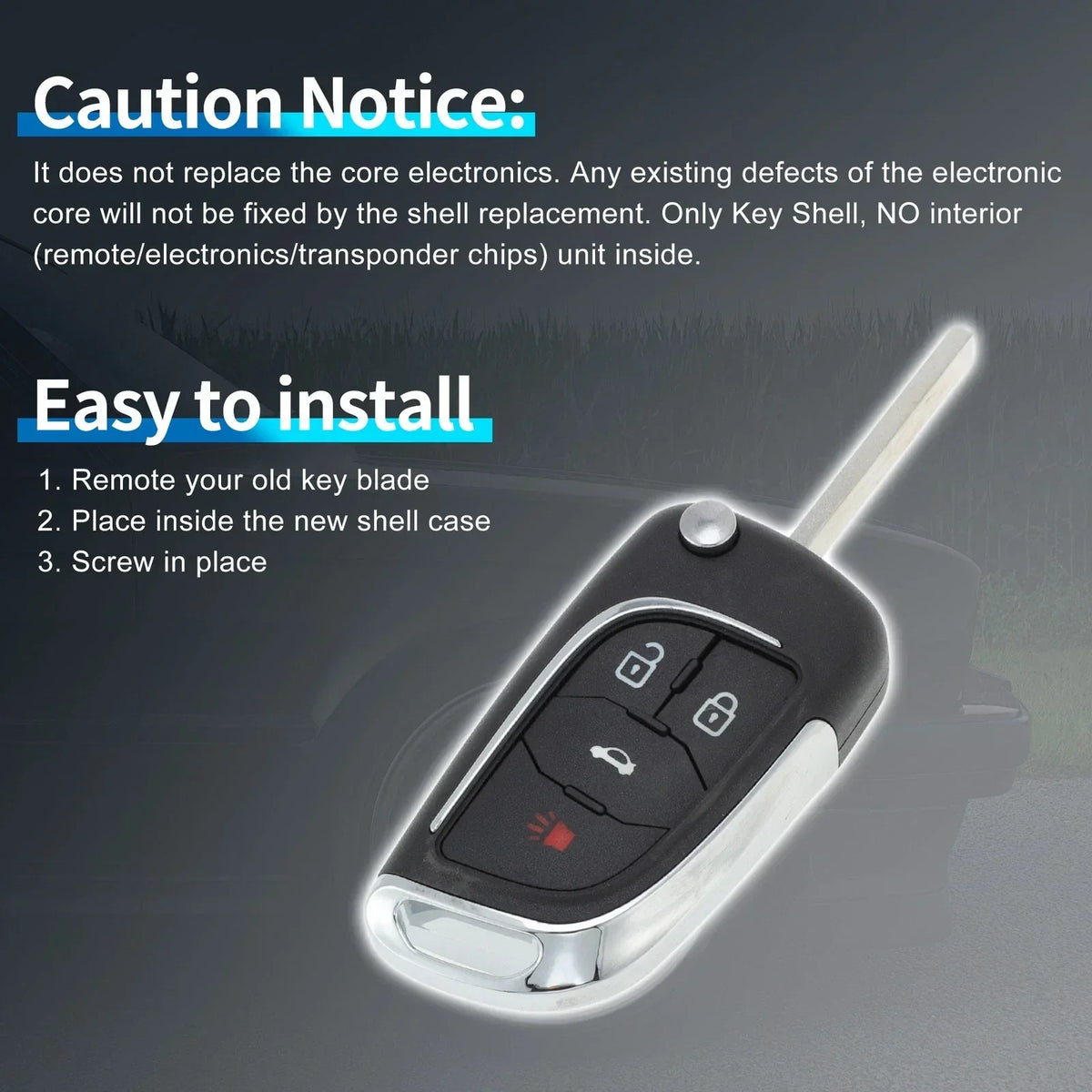 Key Fob Case Shell for Chevrolet Equinox Camaro 2010-2019