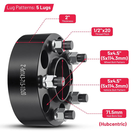 Set of 4 Hub Centric Wheel Spacers 2" 5x4.5 for Jeep Liberty (2002–2013)