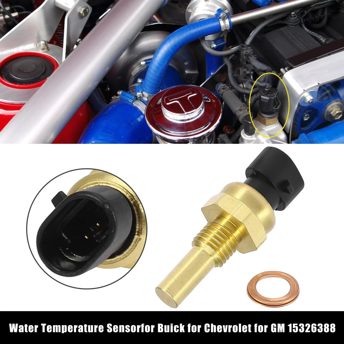 2 Pins Engine Water Coolant Temperature Sensor for Buick Chevrolet (15326388)