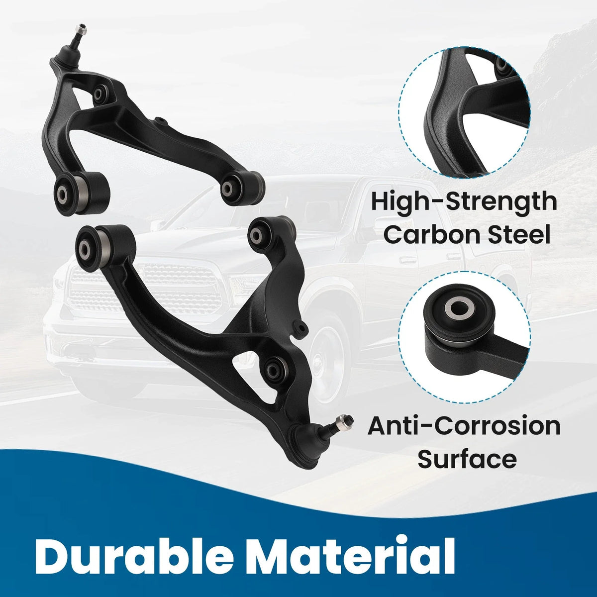 4-Piece Front Lower Control Arm Set with Ball Joints for Dodge Ram 1500 (06-21)