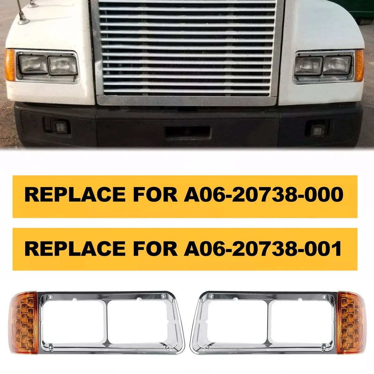 Headlight Bezel with LED Turn Signal for Freightliner FLD120