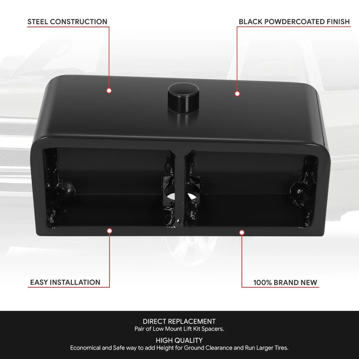 2" Leaf Rear Spring Leveling Lift Blocks for Silverado Sierra 1500 (2000–2010)
