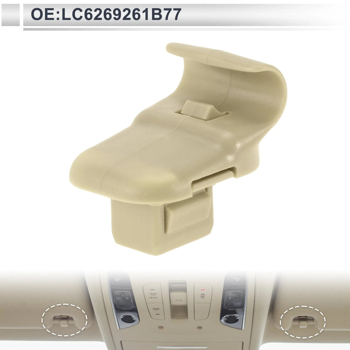 Sun Visor Holder Clip for Mazda 3 5 6 CX-7 CX-9 RX-8 MPV (No.LC6269261B77) Beige