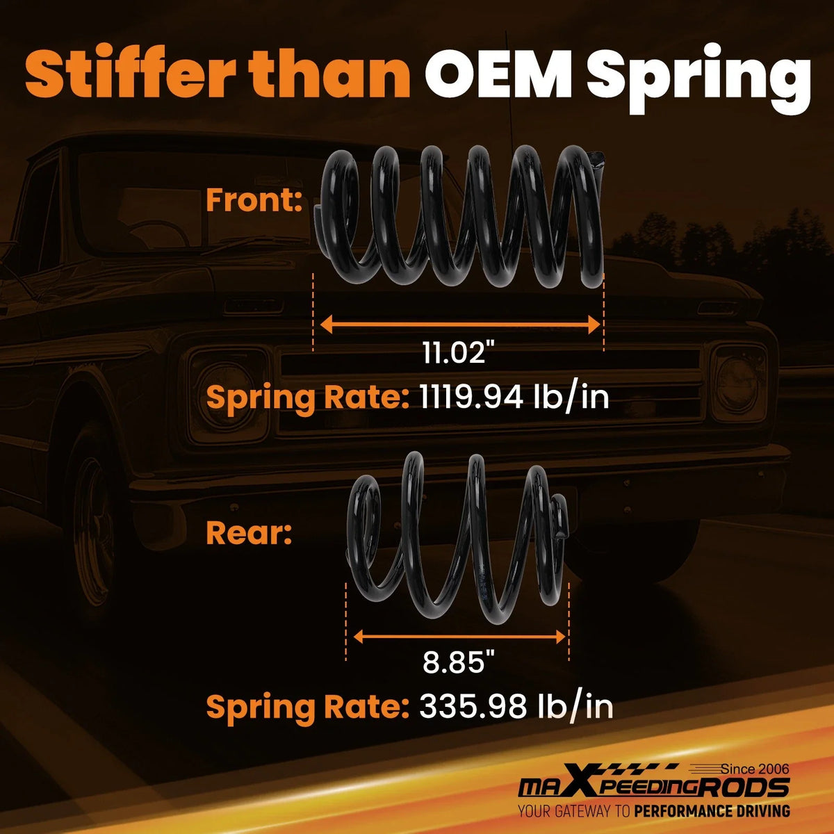 Drop Spring Lowering Kit 3" Front 5" Rear w/ Shocks for Chevrolet C10 1963-1972