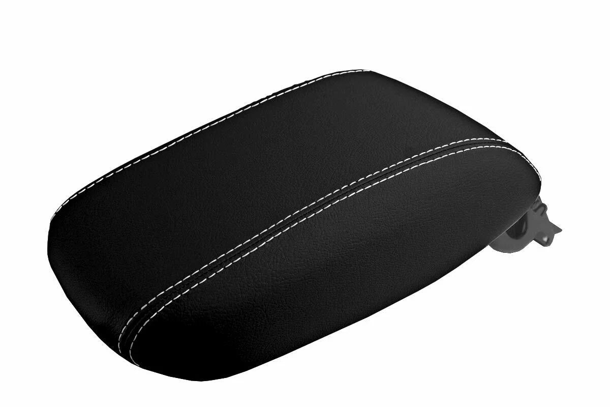 Leather Console Lid Armrest Cover for Dodge Dart (2013–2016) White Stitch