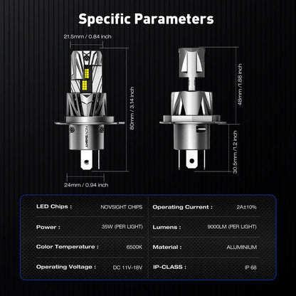 LED Headlight Bulbs H4 for Novsight - Canbus Ready