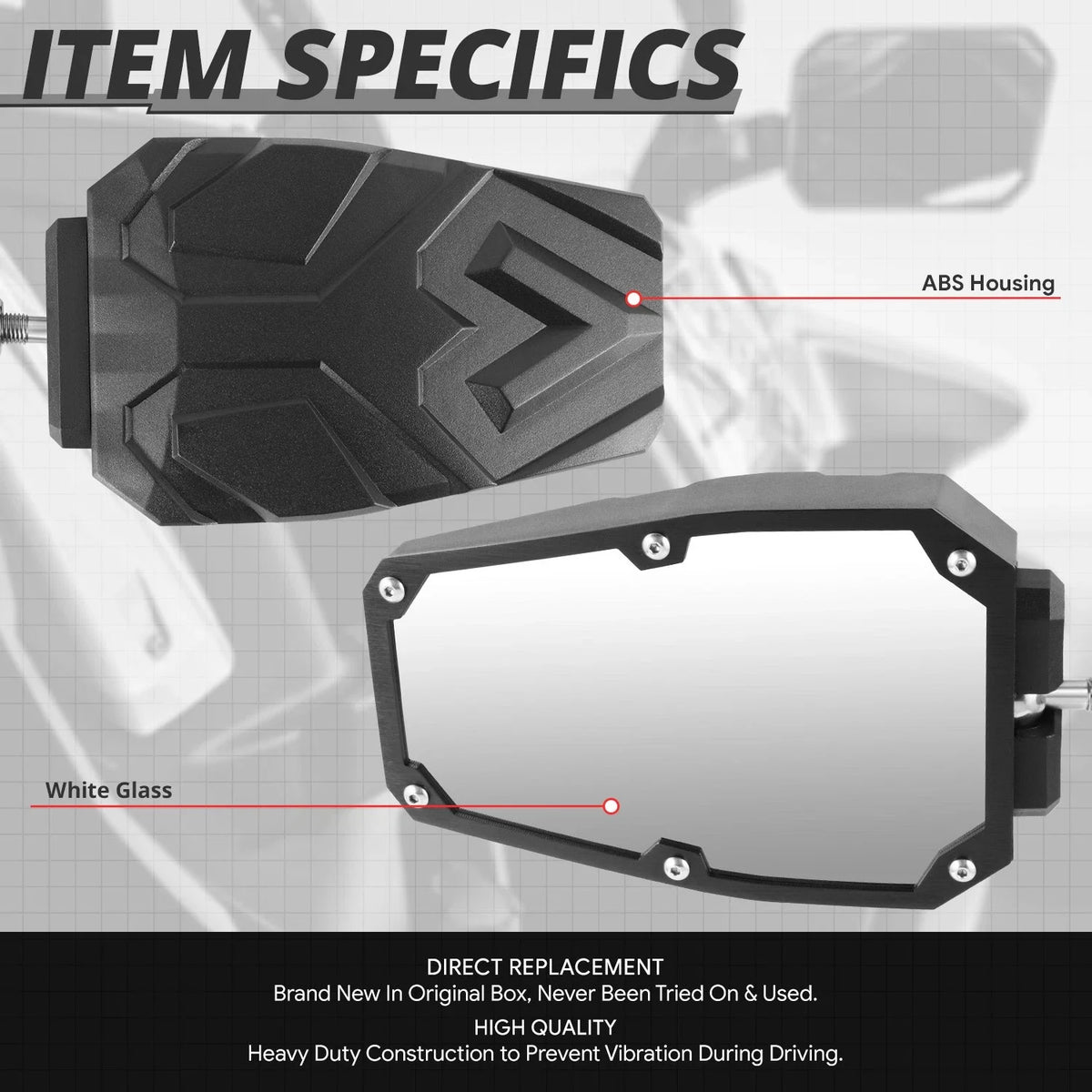 2" Adjustable Sideview Mirrors for Universal UTV Roll Cage Bar Mount