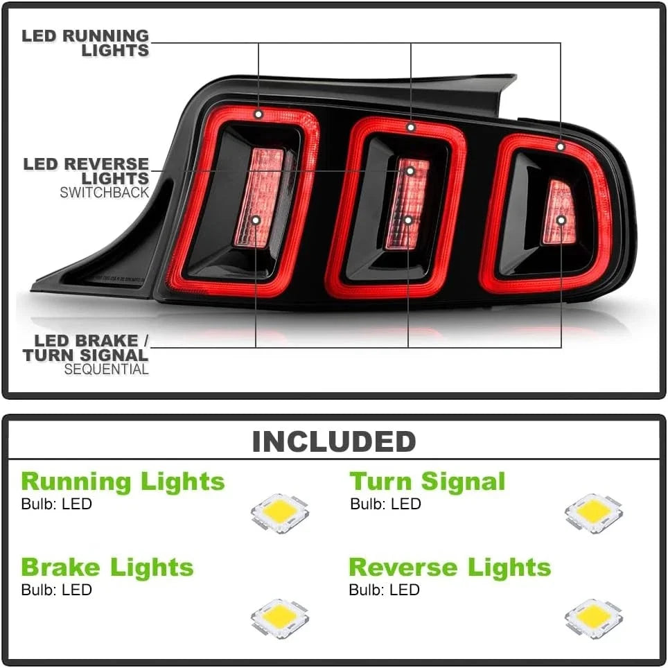 Full LED Sequential Tail Lights for Ford Mustang (2010–2014)