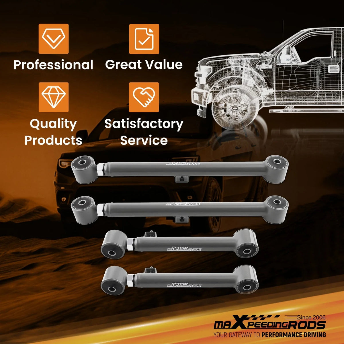 Adjustable Alignment Control Arm Kit for Jeep Gladiator JT 2020-2024