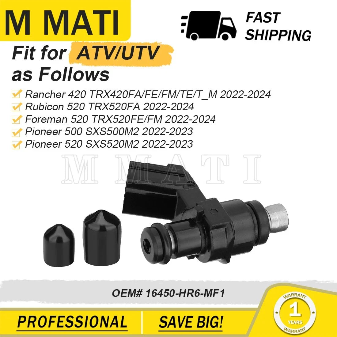 Fuel Injector for Honda Rancher Foreman Rubicon Pioneer 420 500 520 (2014–2021)
