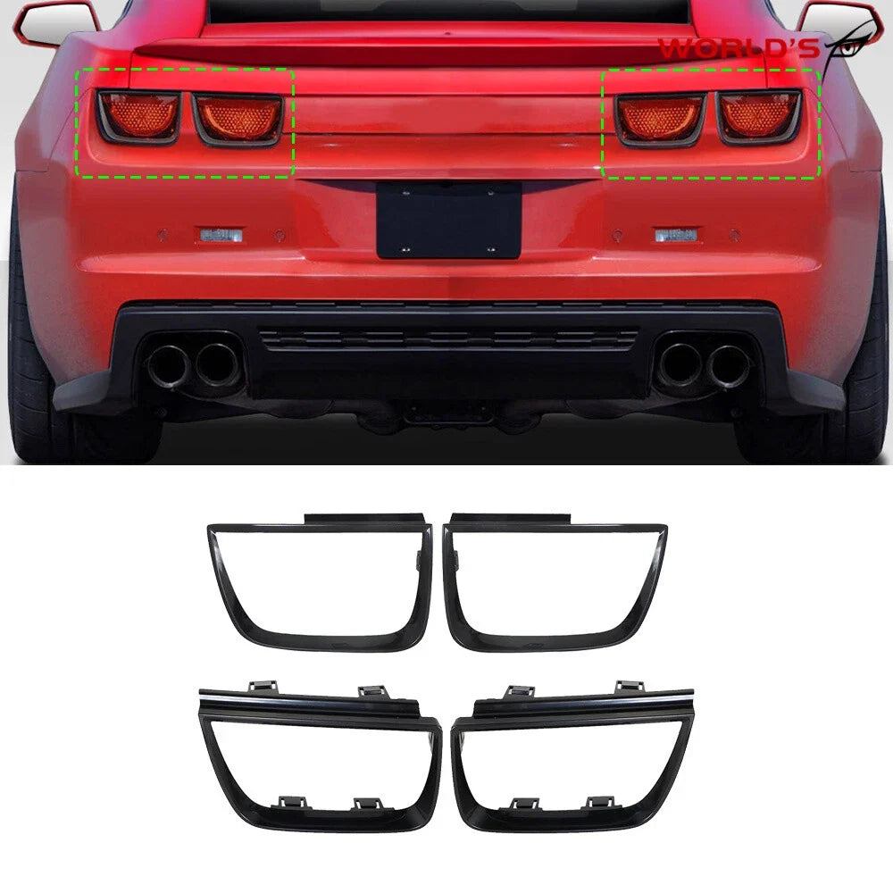 Set of 4 Tail Light Bezel Covers for Chevy Camaro (2010–2013) Glossy Black