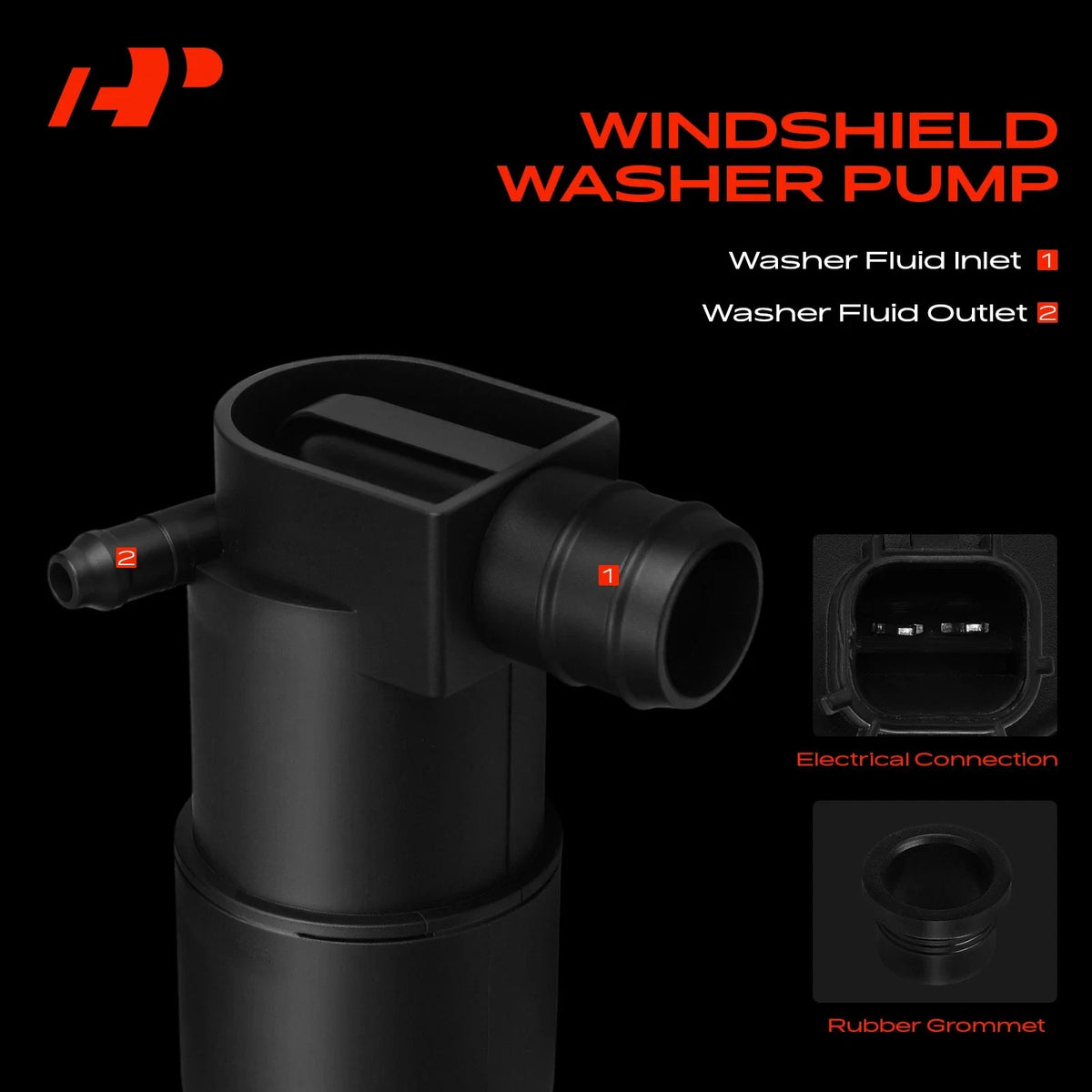 Windshield Washer Pump & Rubber Grommet for 2012-2018 Ford Focus