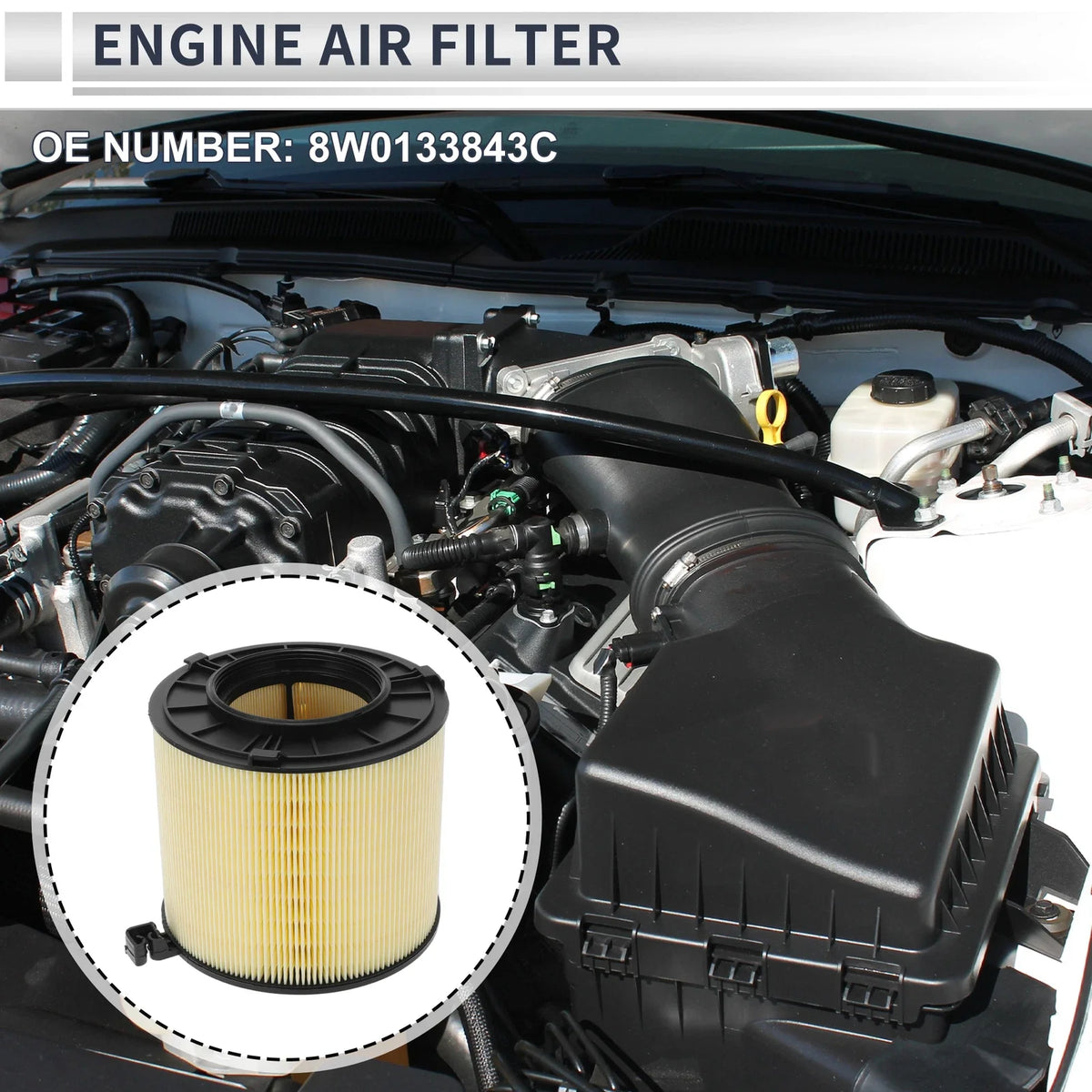 Car Engine Air Filter No. 8W0133843C for Audi A4 2.0L (2017–2020)