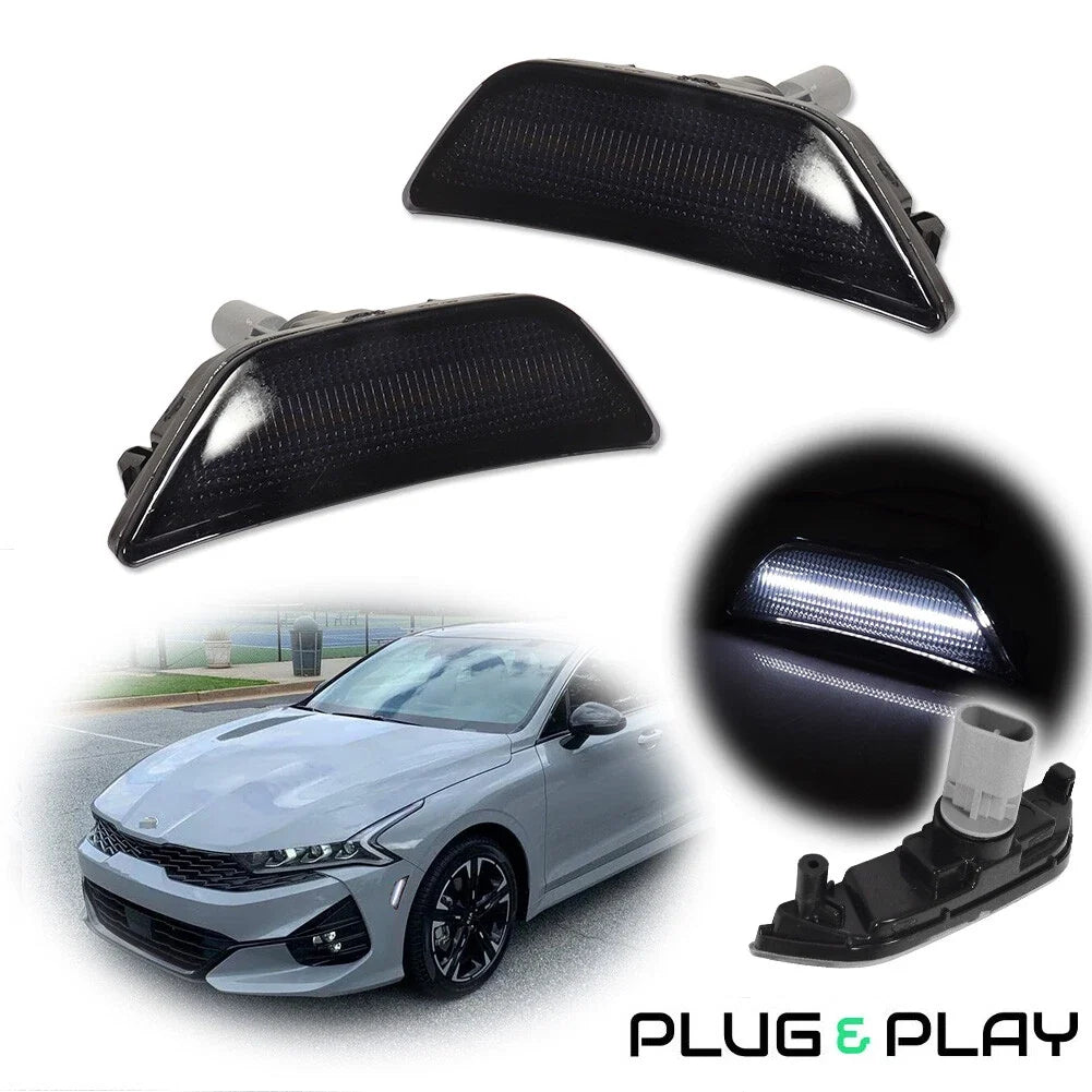 LED Side Marker Light Assembly for Kia K5 Sedan (2021–2024) - Smoked White