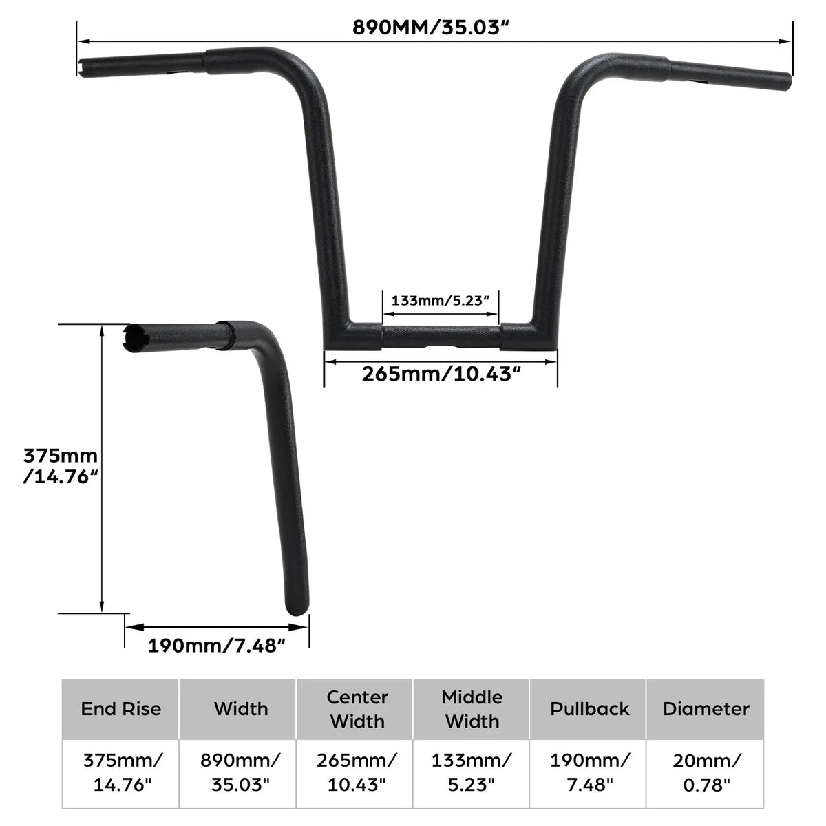 14" Rise Ape Hanger Handlebar for XL FXST FLST Harley