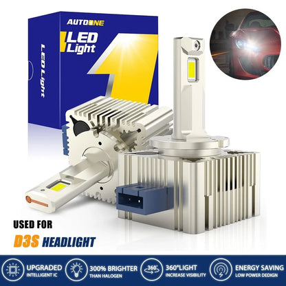 2X LED Headlight Bulbs D3S D3R 240W 6000K for Xenon HID Conversion