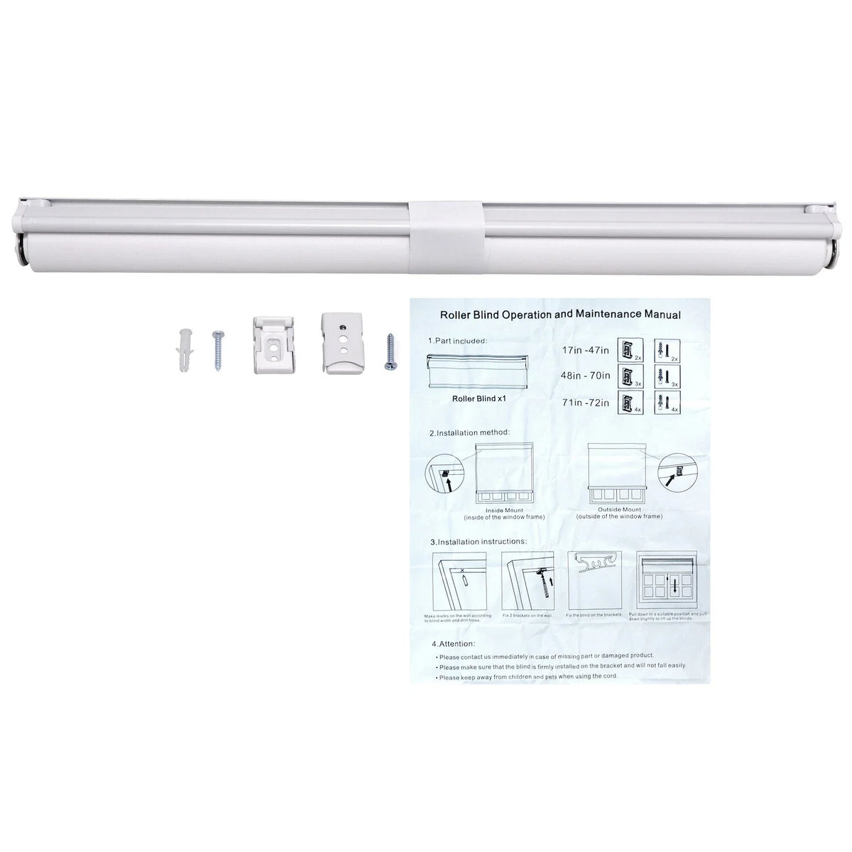 52"x72" Cordless Roller Shades for Windows - Waterproof Insulated